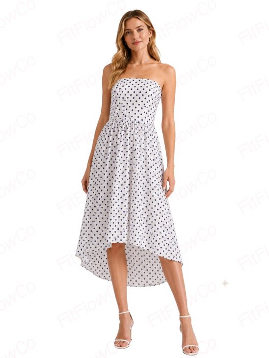 White House Black Market Dresses & Skirts - WHBM Polka Dot Strapless High Low Party Dress Women Size 14